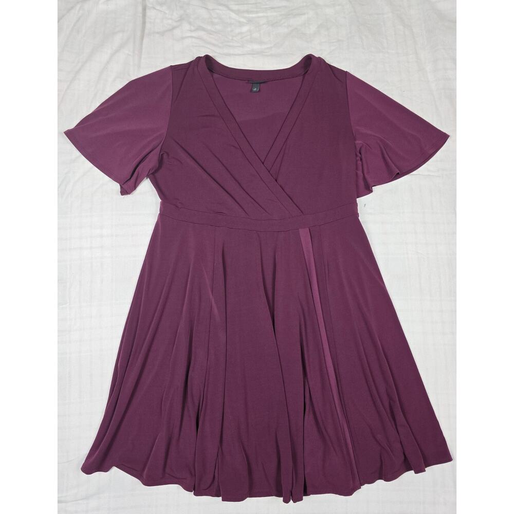 Torrid Womens Purple Plum Stretch Studio Knit Faux Wrap Surplice Dress Size 2